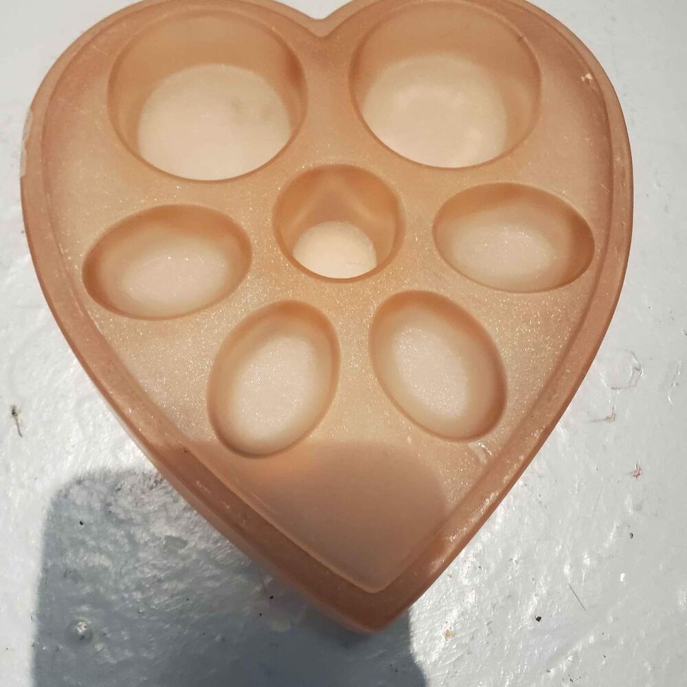 Pink Heart Shaped Glass Paint Palette Depression Glass